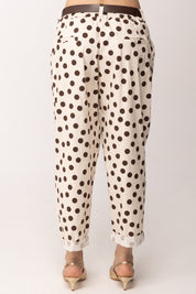 Khloe Femme Pantaloni a Pois con Cintura 23907 BEIGE/CACAO