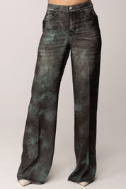 Pinko Pantaloni a Vita Alta con Stampa Effetto Washed GRIGIO/VERDE