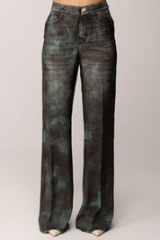 Pinko Pantaloni a Vita Alta con Stampa Effetto Washed GRIGIO/VERDE
