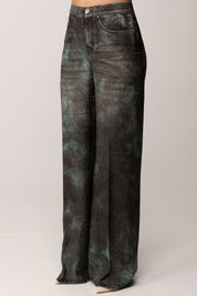 Pinko Pantaloni a Vita Alta con Stampa Effetto Washed GRIGIO/VERDE