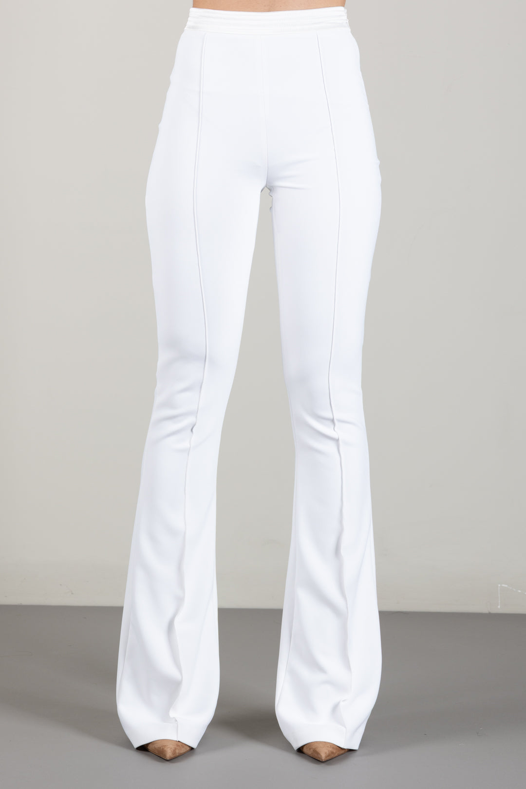 Elisabetta Franchi Pantaloni a Zampa In Crêpe Stretch PA19366E2 AVORIO