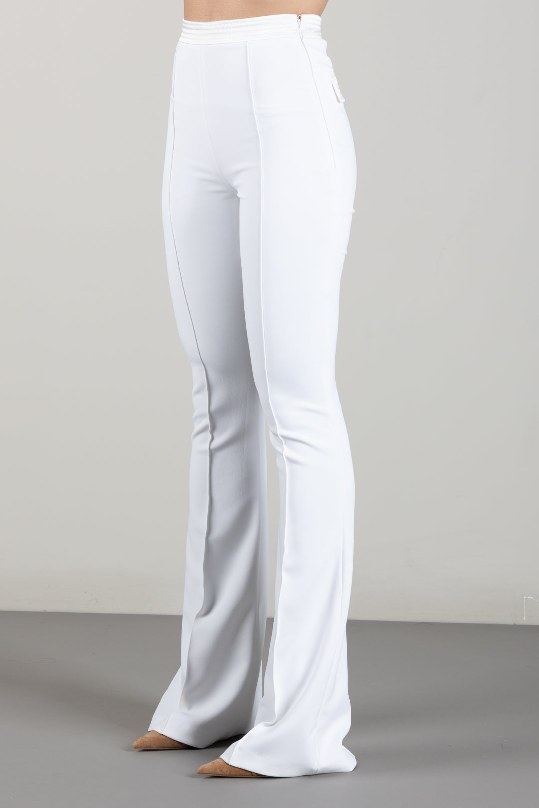 Elisabetta Franchi Pantaloni a Zampa In Crêpe Stretch PA19366E2 AVORIO