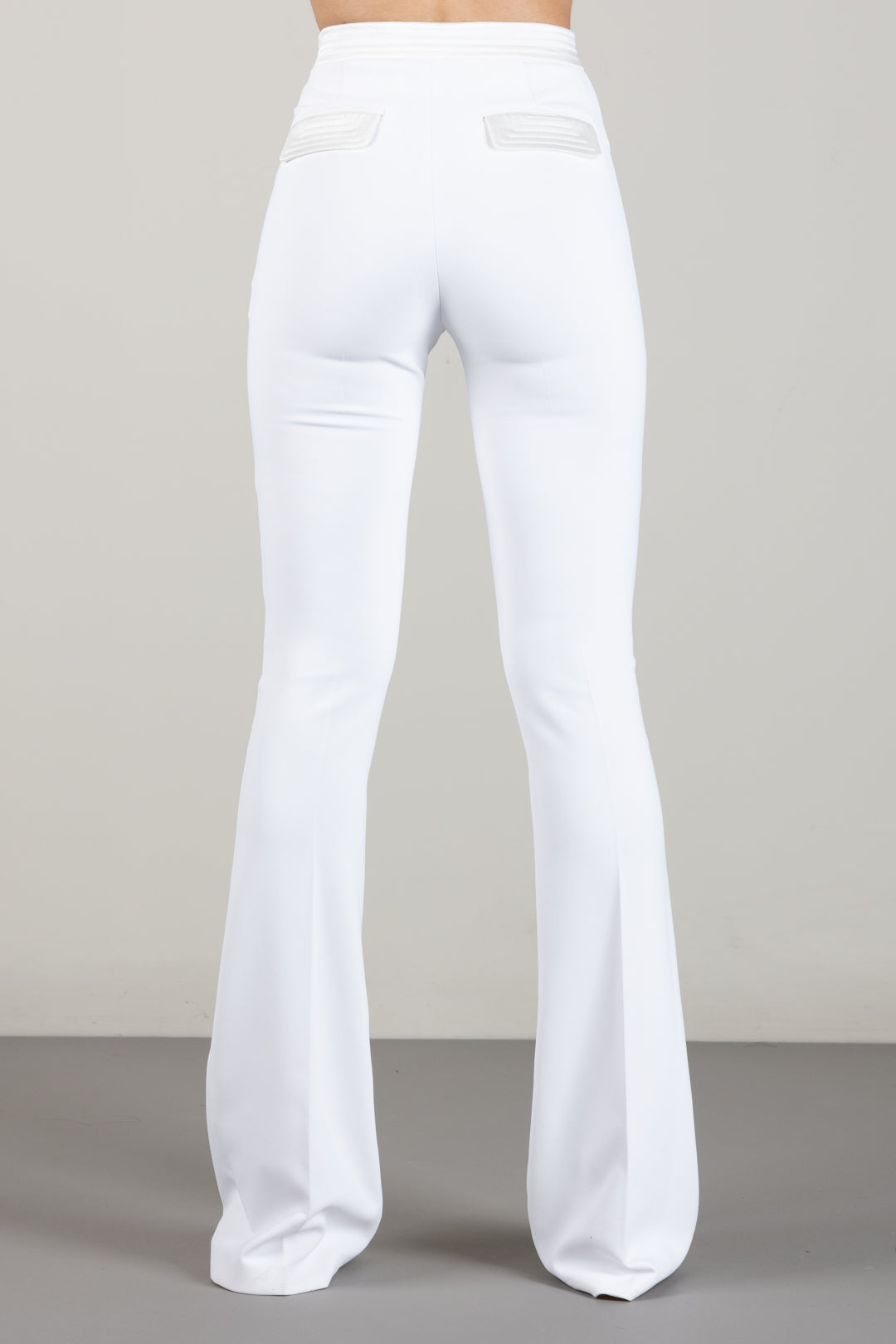 Elisabetta Franchi Pantaloni a Zampa In Crêpe Stretch PA19366E2 AVORIO