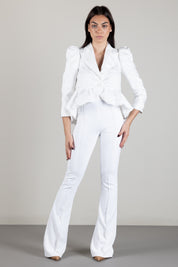 Elisabetta Franchi Pantaloni a Zampa In Crêpe Stretch PA19366E2 AVORIO