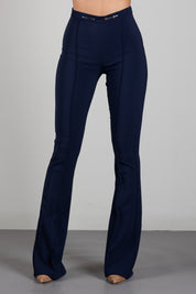 Elisabetta Franchi Pantaloni a Zampetta con Morsetto Logo PA19766E2 BLU NOTTE