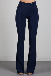 Elisabetta Franchi Pantaloni a Zampetta con Morsetto Logo PA19766E2 BLU NOTTE