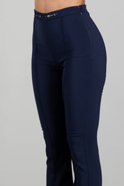 Elisabetta Franchi Pantaloni a Zampetta con Morsetto Logo PA19766E2 BLU NOTTE