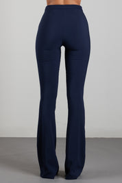 Elisabetta Franchi Pantaloni a Zampetta con Morsetto Logo PA19766E2 BLU NOTTE