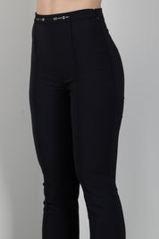 Elisabetta Franchi Pantaloni a Zampetta con Morsetto Logo PA19766E2 NERO