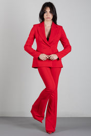 Elisabetta Franchi Pantaloni a Zampetta con Morsetto Logo PA19766E2 RED PASSION