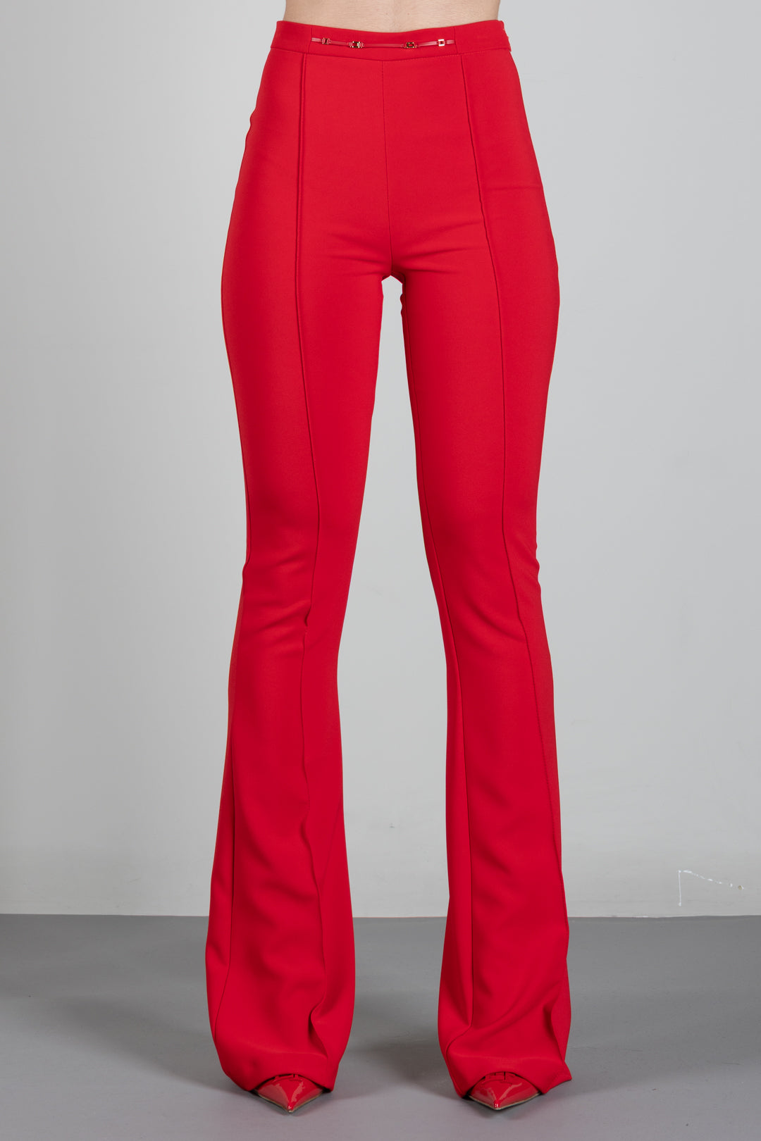 Elisabetta Franchi Pantaloni a Zampetta con Morsetto Logo PA19766E2 RED PASSION
