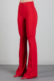Elisabetta Franchi Pantaloni a Zampetta con Morsetto Logo PA19766E2 RED PASSION