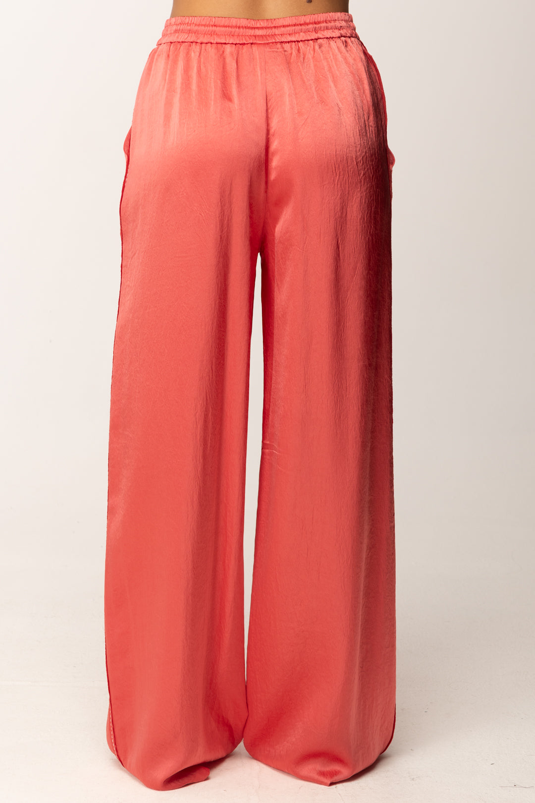 Wide Leg Acetate Pants with Drawstring