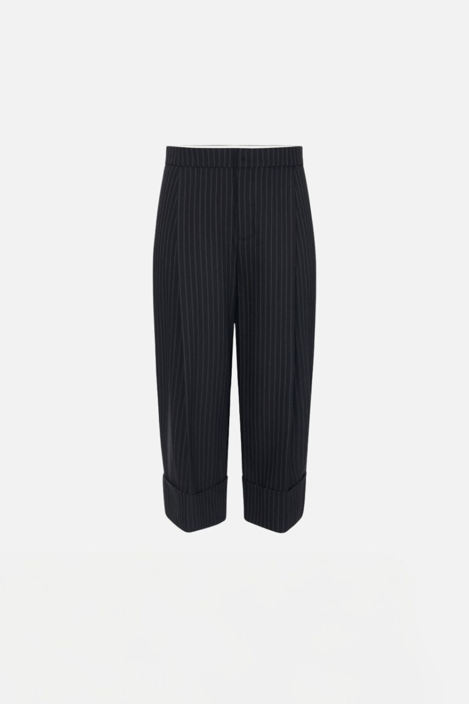 Elisabetta Franchi Pantaloni Al Ginocchio In Fresco Lana Gessato PA17866E2 DARK CHOCOLATE/GLASS