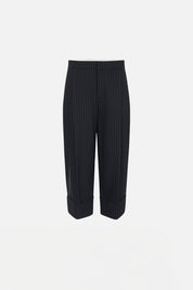 Elisabetta Franchi Pantaloni Al Ginocchio In Fresco Lana Gessato PA17866E2 DARK CHOCOLATE/GLASS