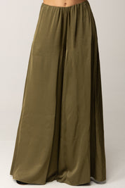 Manila Grace Pantaloni Ampi In Jersey Fluido con Vita Elasticizzata P122VU MILITARE