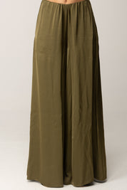 Manila Grace Pantaloni Ampi In Jersey Fluido con Vita Elasticizzata P122VU MILITARE