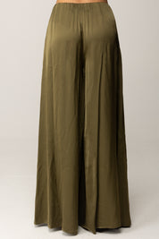 Manila Grace Pantaloni Ampi In Jersey Fluido con Vita Elasticizzata P122VU MILITARE