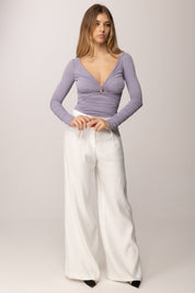 Elisabetta Franchi Bambina Pantaloni Ampi In Misto Lino EFPA3210LI009.0004