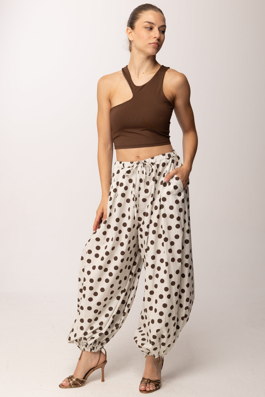 Khloe Femme Pantaloni Balloon a Pois 259150 BEIGE/CACAO