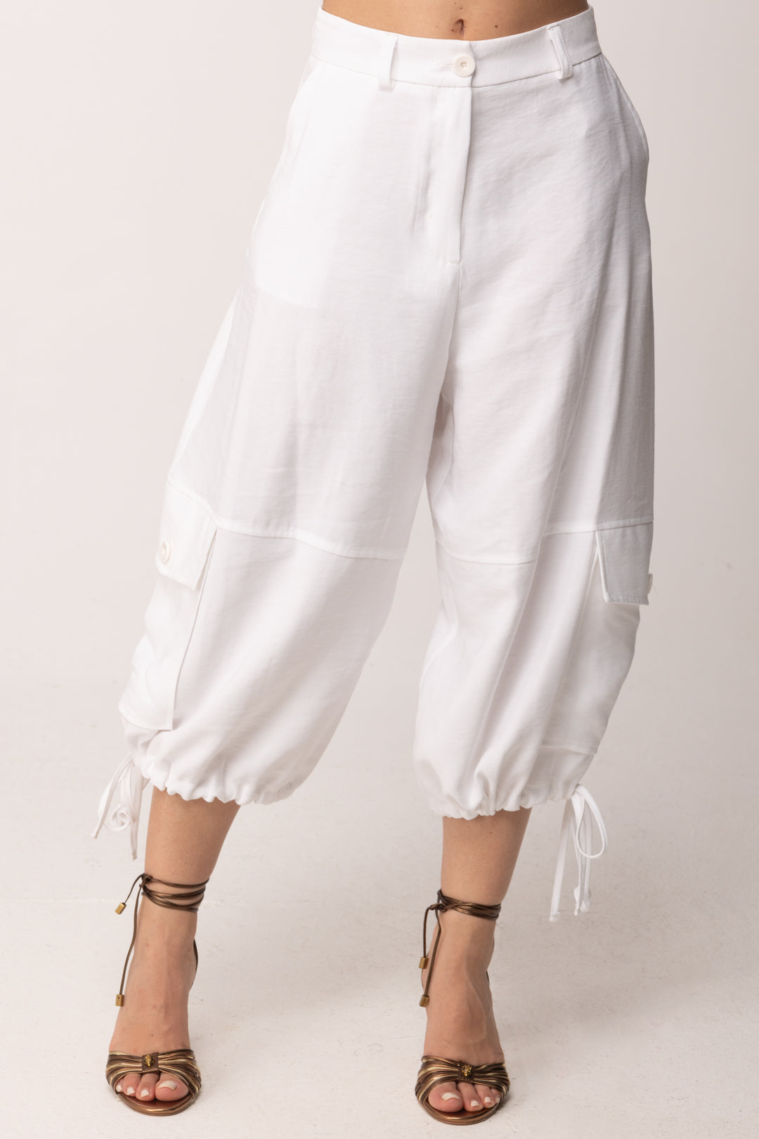 Imperial Pantaloni Balloon con Tasche Utility P6M8ITC BIANCO