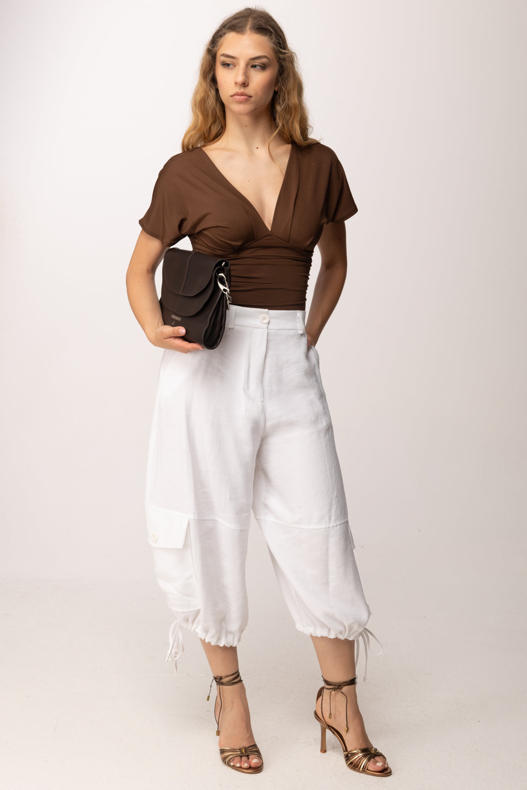 Imperial Pantaloni Balloon con Tasche Utility P6M8ITC BIANCO