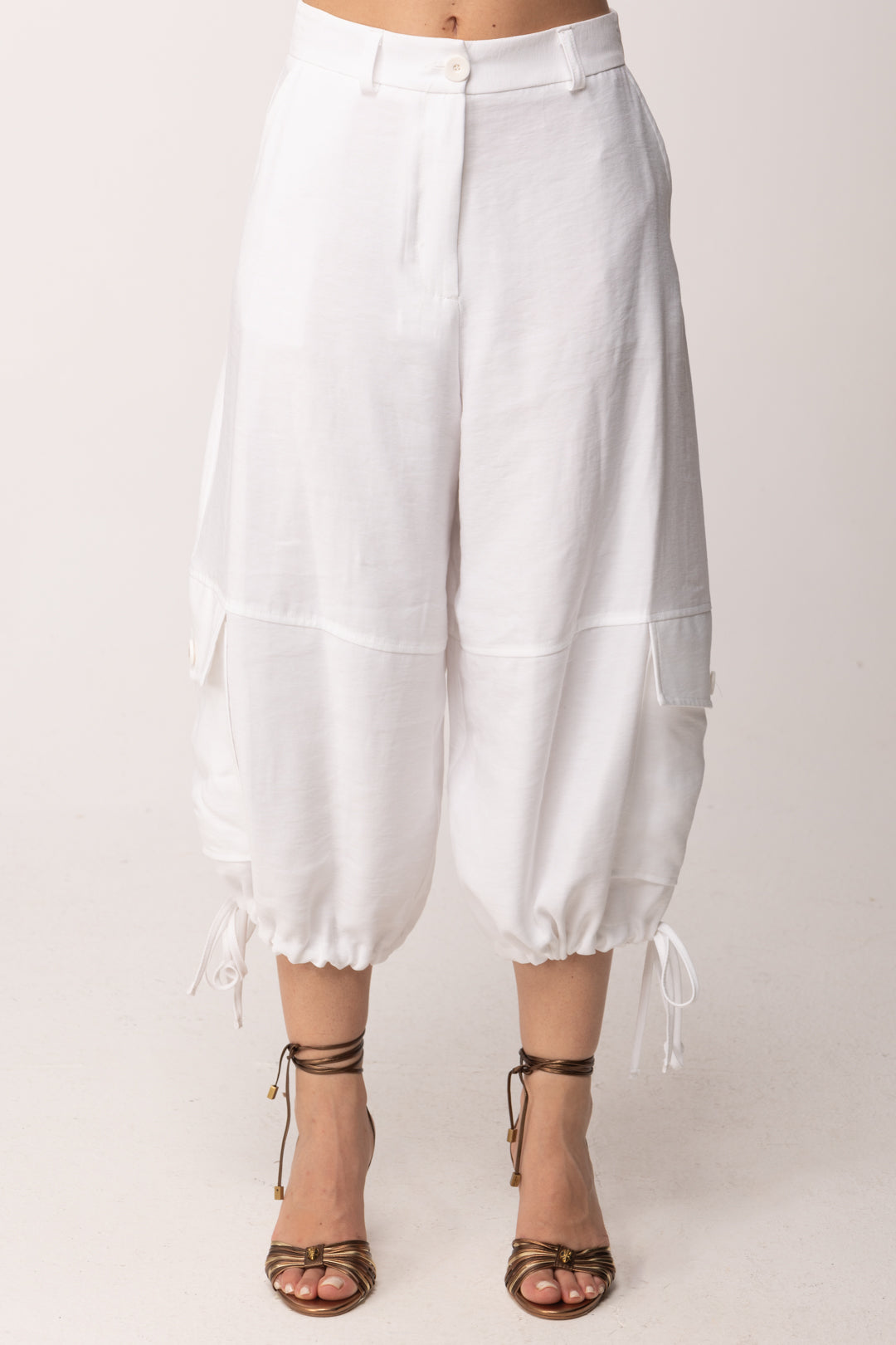 Imperial Pantaloni Balloon con Tasche Utility P6M8ITC BIANCO