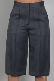 Elisabetta Franchi Pantaloni Bermuda In Fresco Lana con Nervature PA18066E2 GRIGIO MELANGE