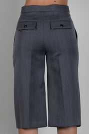 Elisabetta Franchi Pantaloni Bermuda In Fresco Lana con Nervature PA18066E2 GRIGIO MELANGE