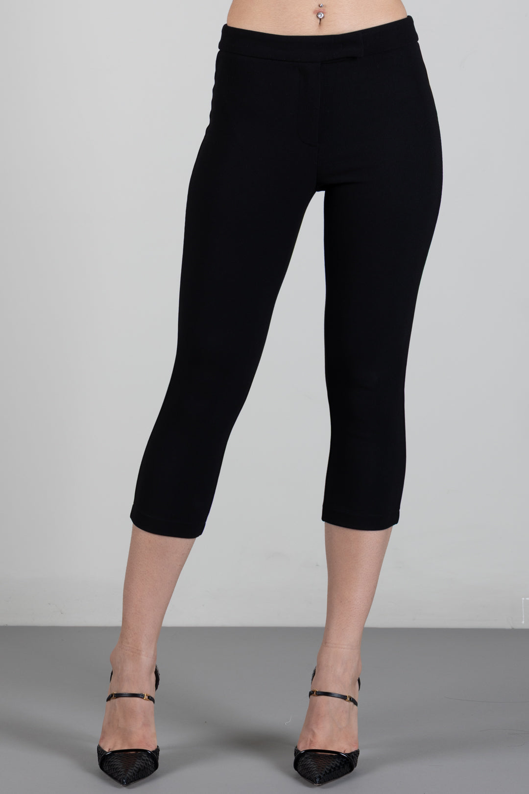 Patrizia Pepe Pantaloni Capri Slim In Misto Viscosa Stretch 8P0259 C8001 NERO
