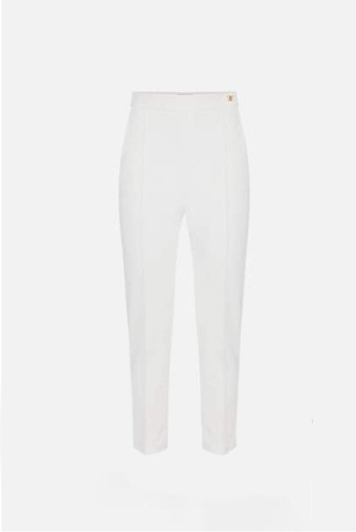 Elisabetta Franchi Pantaloni con Dettaglio Logo Dorato PA22067E2 AVORIO