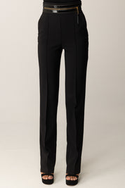 Elisabetta Franchi Pantaloni con Fascia In Craquelé e Zip PA11356E2 NERO