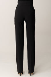 Elisabetta Franchi Pantaloni con Fascia In Craquelé e Zip PA11356E2 NERO