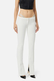 Elisabetta Franchi Pantaloni con Inserto Ricamato PA12857E2 AVORIO