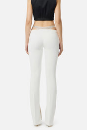 Elisabetta Franchi Pantaloni con Inserto Ricamato PA12857E2 AVORIO