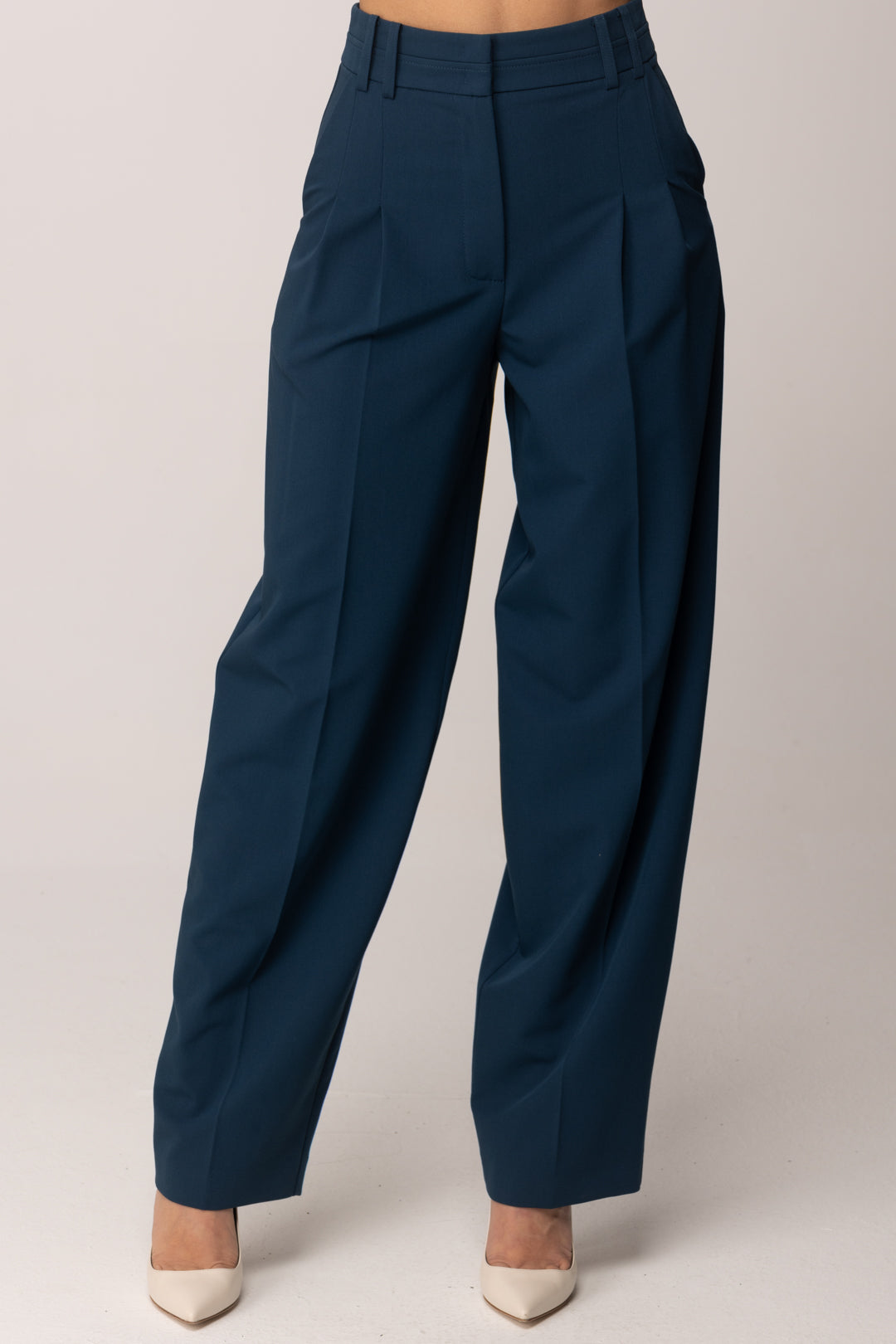 Patrizia Pepe Pantaloni con Pinces a Gamba Ampia 8P0794 A498 LAGOON BLUE