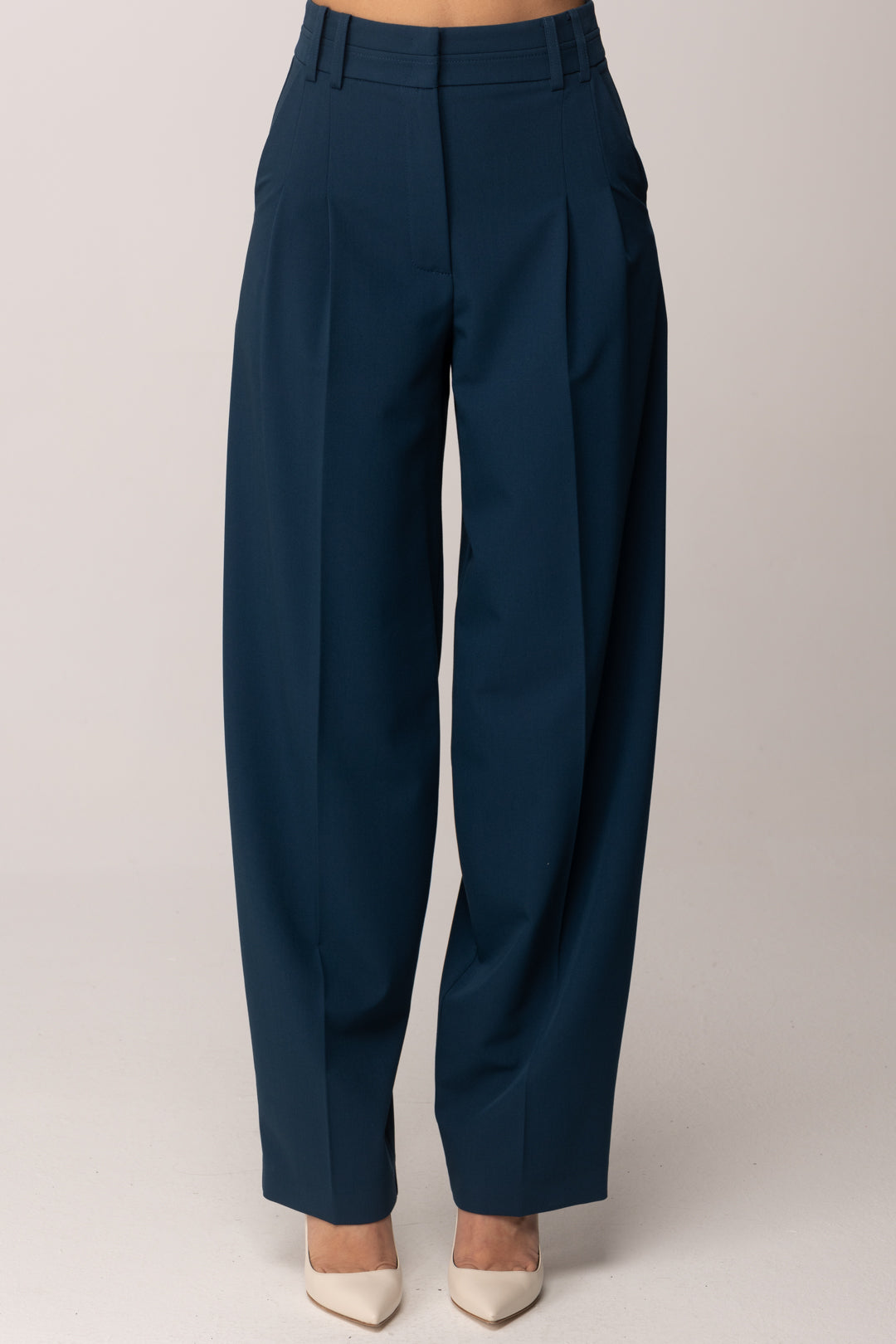 Patrizia Pepe Pantaloni con Pinces a Gamba Ampia 8P0794 A498 LAGOON BLUE