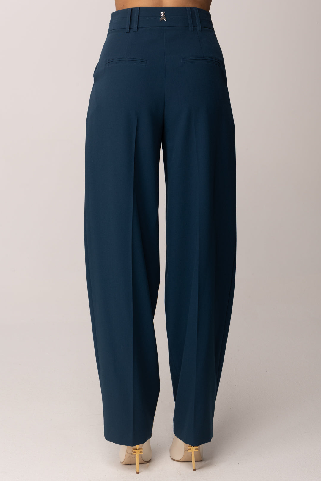 Patrizia Pepe Pantaloni con Pinces a Gamba Ampia 8P0794 A498 LAGOON BLUE