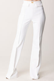 Elisabetta Franchi Pantaloni con Placca Logo PA07851E2 AVORIO