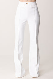 Elisabetta Franchi Pantaloni con Placca Logo PA07851E2 AVORIO