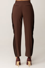 Elisabetta Franchi Pantaloni Crop con Dettagli Smoking PA08856E2 COFFEE