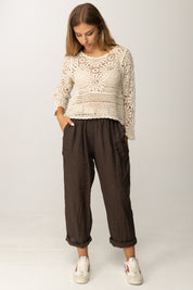 Khloe Femme Pantaloni Crop con Risvolti e Cintura CACAO