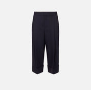 Elisabetta Franchi Pantaloni Crop Gessati In Misto Lana PA17866E2 BLU NOTTE/RED PASSIO