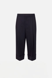 Elisabetta Franchi Pantaloni Crop Gessati In Misto Lana PA17866E2 BLU NOTTE/RED PASSIO