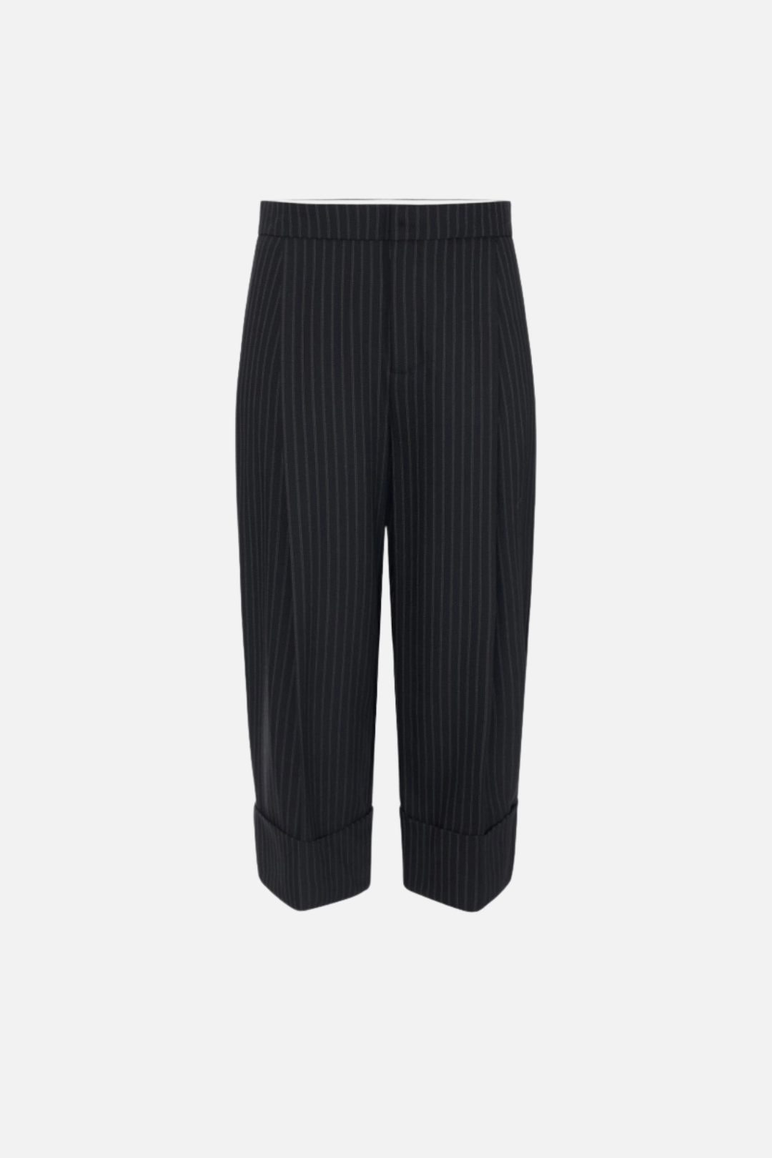 Elisabetta Franchi Pantaloni Crop Gessati In Misto Lana PA17866E2 BLU NOTTE/RED PASSIO