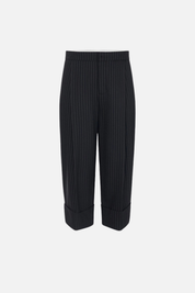 Elisabetta Franchi Pantaloni Crop Gessati In Misto Lana PA17866E2 BLU NOTTE/RED PASSIO