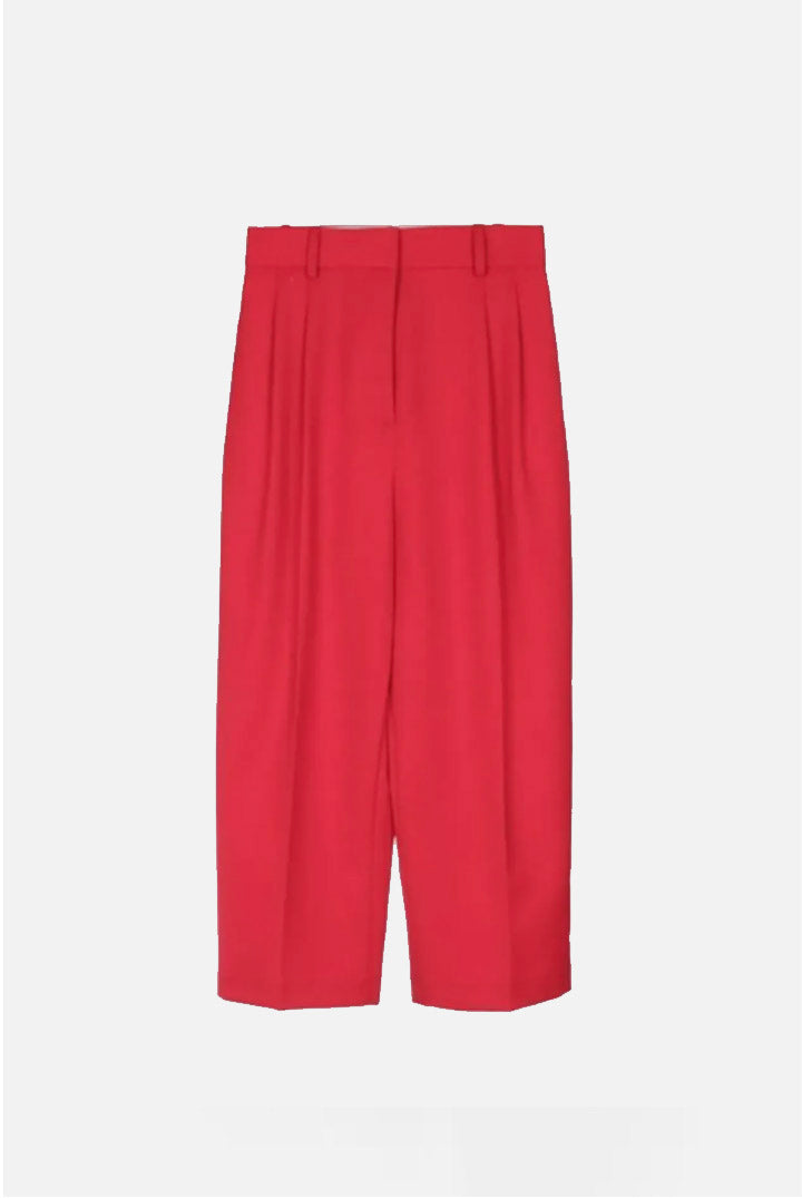 Elisabetta Franchi Pantaloni Crop In Gabardina PA18466E2 RED PASSION