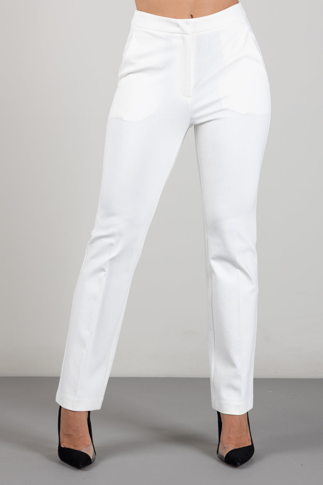 Twin-set Pantaloni Cropped a Vita Alta In Punto Milano 262TP2372 MADREPERLA