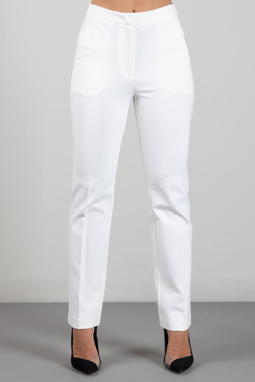 Twin-set Pantaloni Cropped a Vita Alta In Punto Milano 262TP2372 MADREPERLA