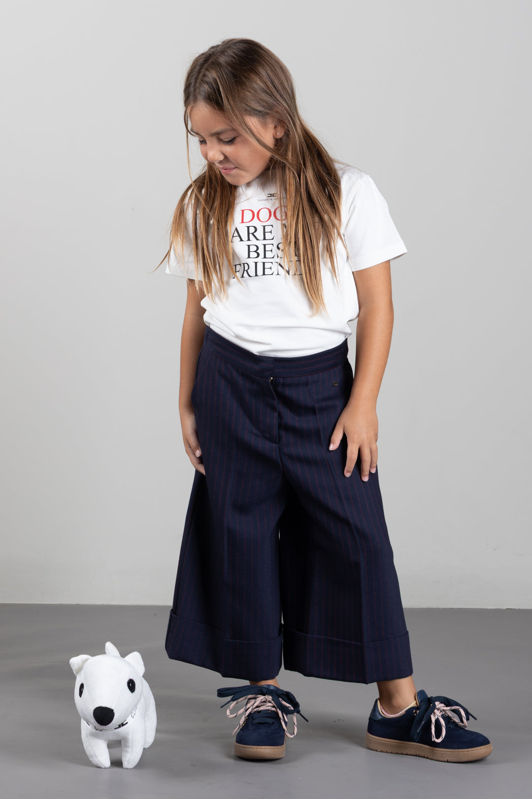 Elisabetta Franchi Bambina Pantaloni Culotte Gessati EFBE0880ML029.D213